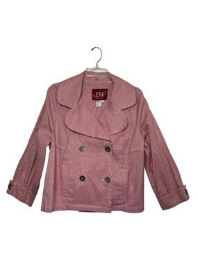 LAL Live A Little Cotton Blend Red / White Stripe Button Front Blazer Jacket L
